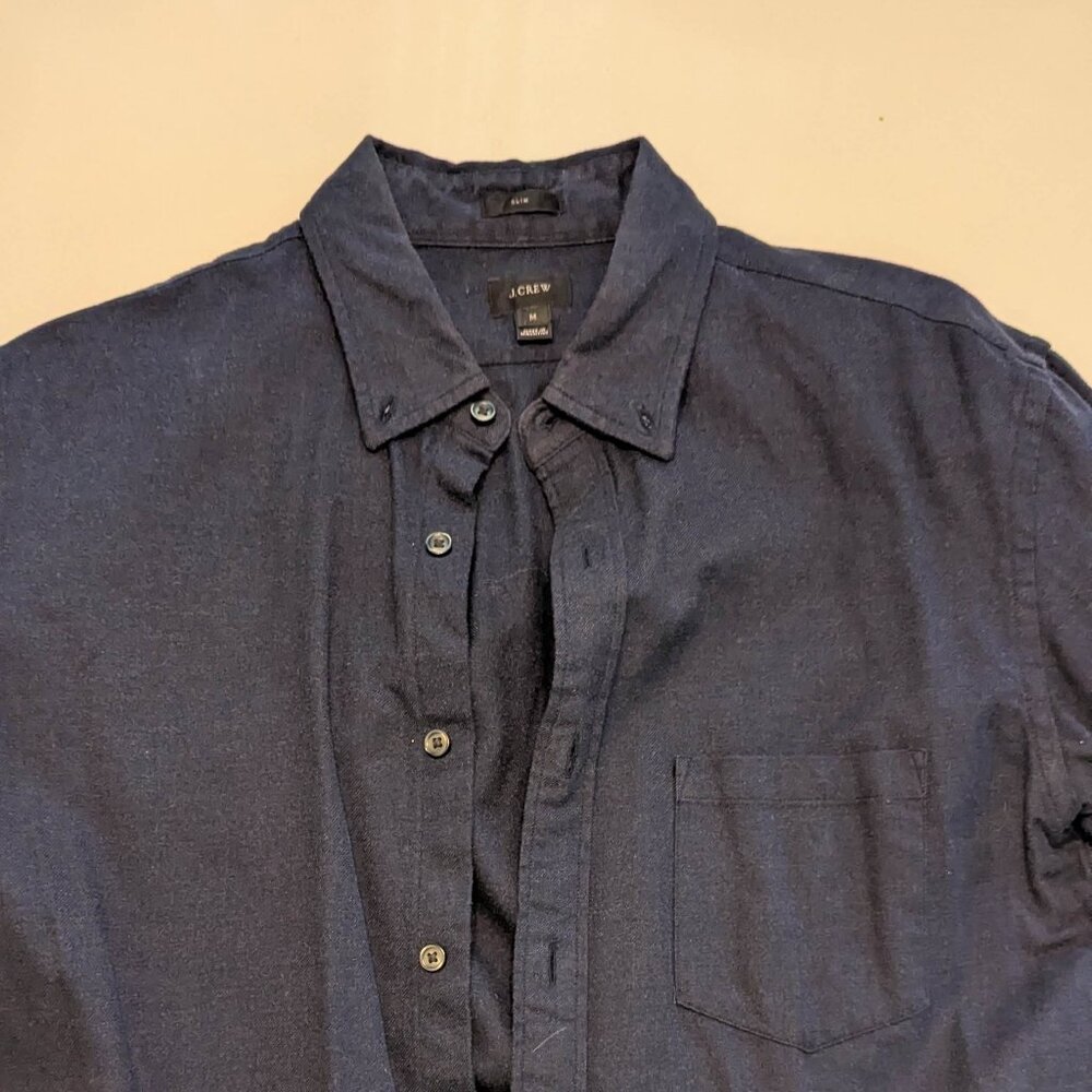 J. Crew: Men's brushed twill oxford dress shirt -- Medium Slim fit -- Navy blue